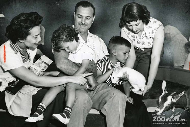 1958 - Visitors at the Petting Zoo