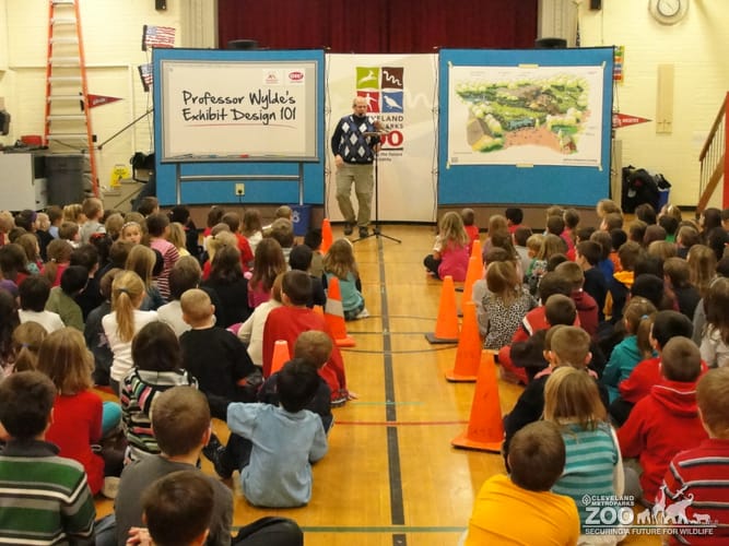Jim Nemet in front of Students - Traveling Show