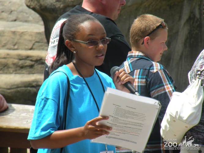 Zoo Crew Member Talks to the Crowd